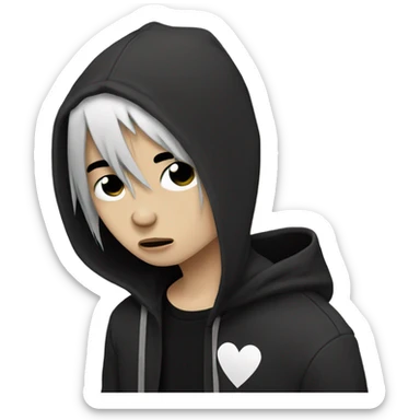 Emo boy with black broken heart sticker