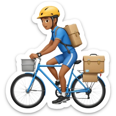 Bike courier with messenger box sticker