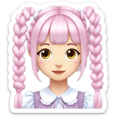 Shiny Blushing Cute Kawaii Pastel Lolita Anime Catgirl pigtails Trending Style Cottagecore Pastelcore  sticker