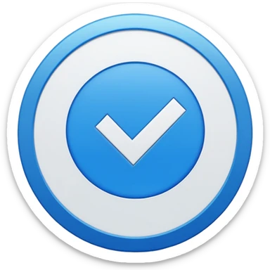 A blue circle with sharp edges outside the circle and a while tick inside sticker