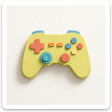 game controller, paper craft animated icon style, layered paper textures, cut-out look, animated feel sticker