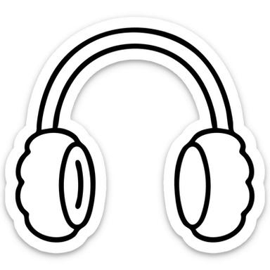 white winter ear muffs, detailed illustration sticker