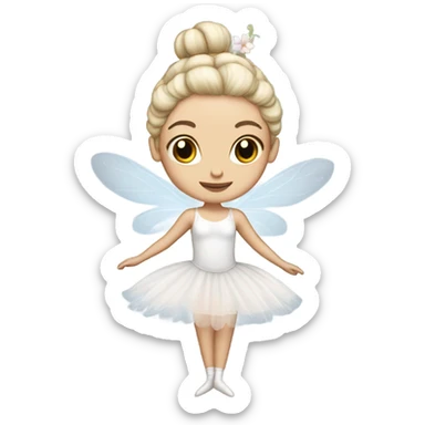 white fairy ballerina ewith bun hair flower sticker
