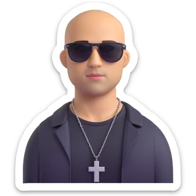 Dominic Toretto from Fast and Furious with sunglasses and cross necklace sticker