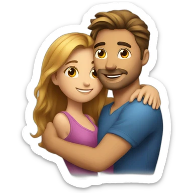 a handsome man hugging a beautiful girl sticker