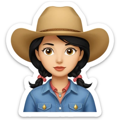 cowgirl emoji black hair sticker