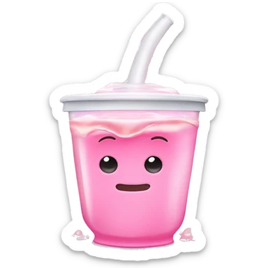 spilled sippy cup with pastel pink liquid and a distorted reflection sticker