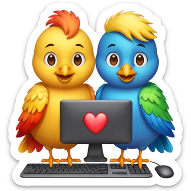 Create a Emoji in which birds are together coding sticker