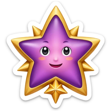 Quiero un emeji de estrella, pero que la estrella sea de oro rosa y brilli brilli con chispitas moradas sticker