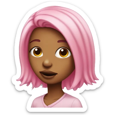 Crosseyed girl with pink hair sticking her tounge out sticker