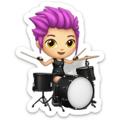 cute punk girl drummer sticker