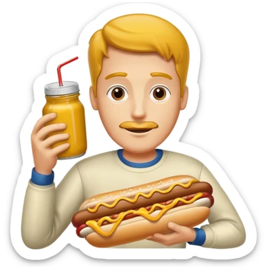 guy offering a hot dog sticker