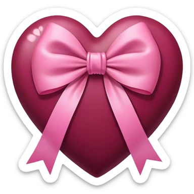 Burgundy heart with a pink bow in the middle sticker