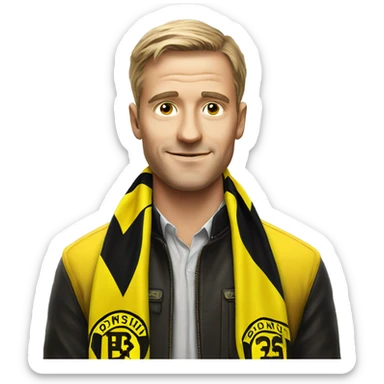 Man wearing a Borussia Dortmund scarf  sticker