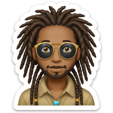 a black african guy with dreadlocks, wearing black sunglasses and aura farming emoji sticker