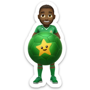 Tartá, a tartaruga verde, Com um uniforme esportivo e uma estrela no peito, carrega bolas e medalhas na mochilinha. Seu sorriso acolhedor une todas as idades. Nos momentos de festa, um salto mágico inspira superação. sticker