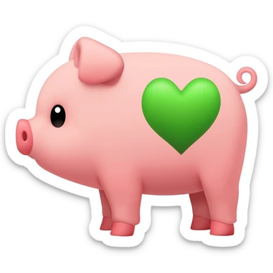 Baby Pig with green heart sticker