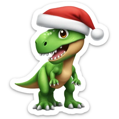 dinosaur wearing a santa hat sticker