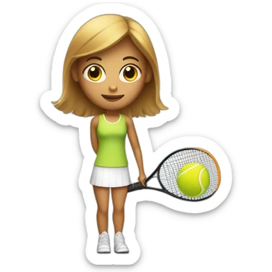 Girl with Tennis racket with tennis ball sticker
