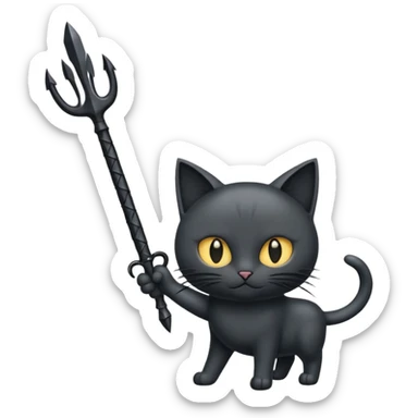 chat démoniaque qui tient un trident sticker