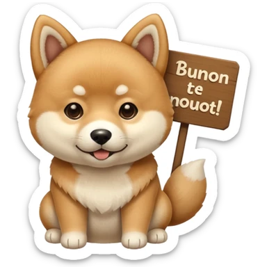 Crea un cagnolino un aski che mostra un cartello con scritto Buonanotte 😘 sticker