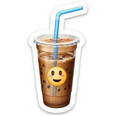  plastic cup of iced coffee with straw sticker