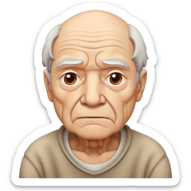 sad elderly man with wrinkles and drooping shoulders looking melancholic sticker