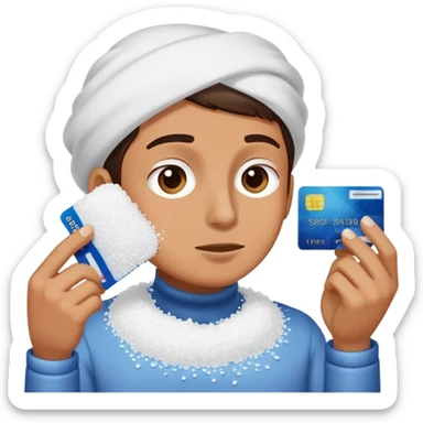 person sniffing a pile of salt with a credit card sticker