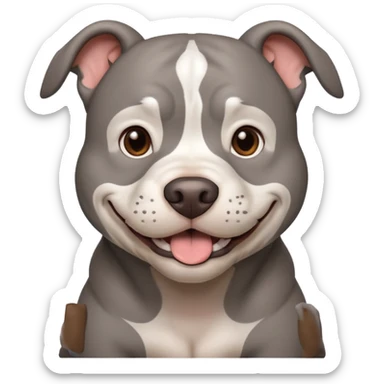Large solid grey pitbull with an adorable face smiling  sticker