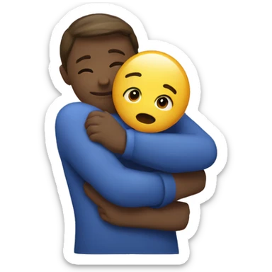 An emoji indicating a caring hug like the Facebook care emoji sticker