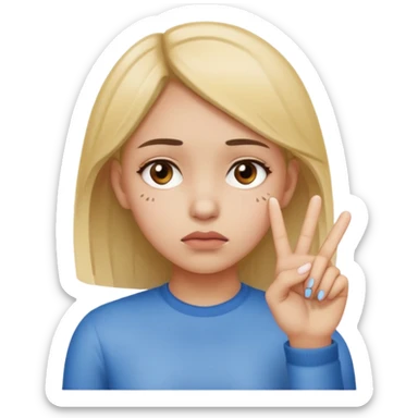 Girl with a sad face with two pointer fingers touching in front of her face  sticker
