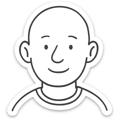 hand drawn outlined icon of a bald white guy sticker