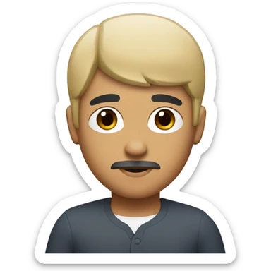 white latino with straight black hair,bowl cut and a goatee sticker