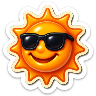 a smiling sun with sunglasses, retro sticker style sticker