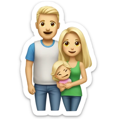 Familie, Mutter (braune Haare) Vater (blonde Haare), Baby sticker