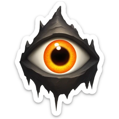 Eye of Sauron with glowing orange iris, set in a dark tower of Mordor sticker