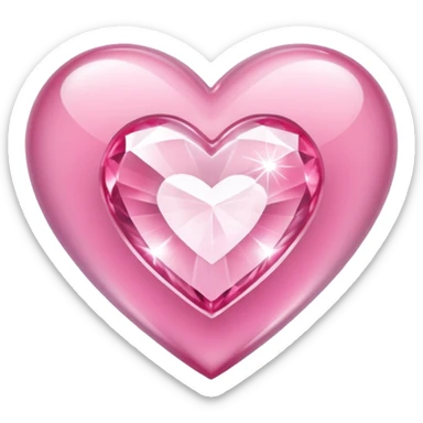 diamond heart with one mini pink heart inside of it  sticker