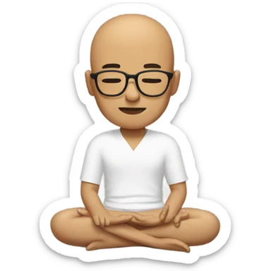 Bald Brown Asian man with glasses meditating  sticker