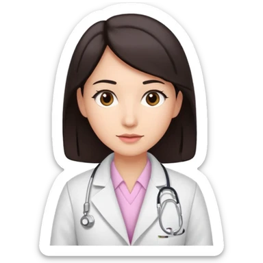 gastroenterologist with dark hair and brown eyes, light pink theme, variation 3 sticker