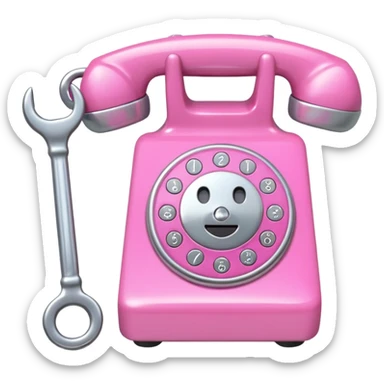 pink phone with a wrench sticker