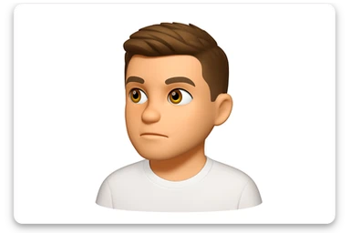 Based on these photos, make an emoji with facial features preserved, a man in a white T-shirt, looking into the distance sticker