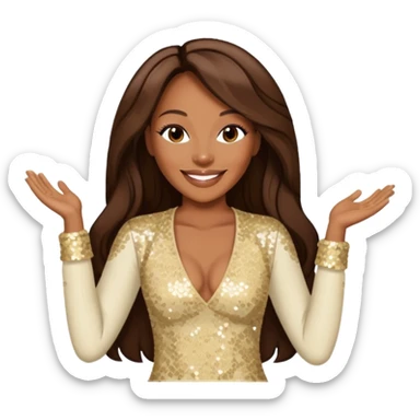 Yolanda Adams with long dark brown hair, cream sequin outfit  sticker