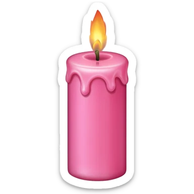 Draw a pink candle with a flame on it at an angle of 15 degrees from the horizontal. sticker