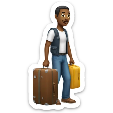 A man going to vacation with suitcase sticker