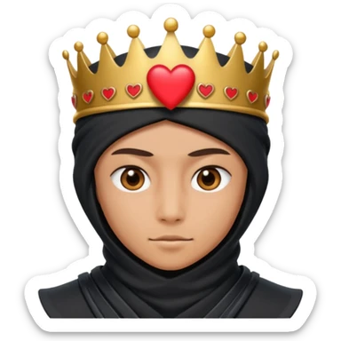 Ninja con ojos de corazón y una corana sticker