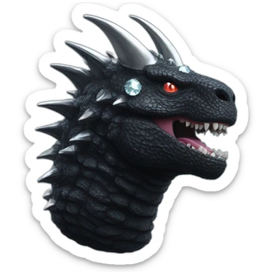 Cinematic Black Godzilla Head With Diamond Unicorn Horn and Lazer Eyes sticker