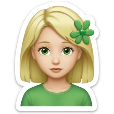  girl with blonde hair and green color hairclip sticker