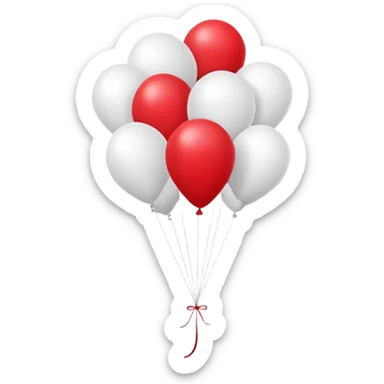 features a large group of white balloons arranged in a neat, grid-like formation. Among them, a single red balloon stands out prominently in the center. The red balloon is slightly elevated compared to the others, drawing immediate attention due to the stark color contrast against the uniform white balloons and the minimal, light-toned background. sticker