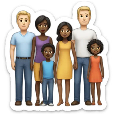 a family consisting of one white man and one ebony woman with 2 kids sticker