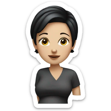 White woman with short black hair pregnant  sticker